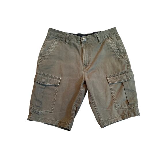 Volcom Retro Cargo Shorts Green Size 31 Streetwear Y2K Cotton Skater Workwear - Picture 1 of 11